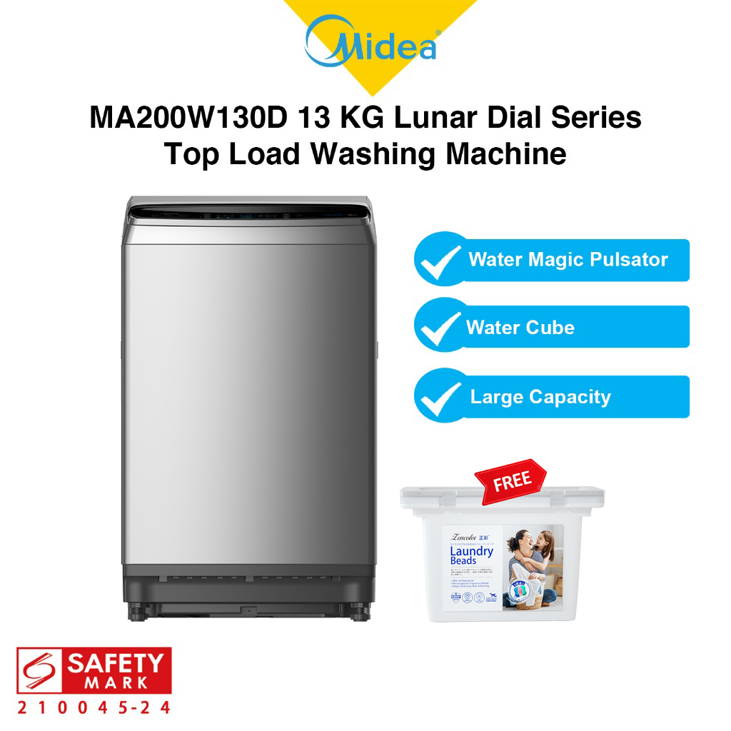Midea MA200W130D 13kg Lunar Dial Series Top Load Washing Machine, 3D