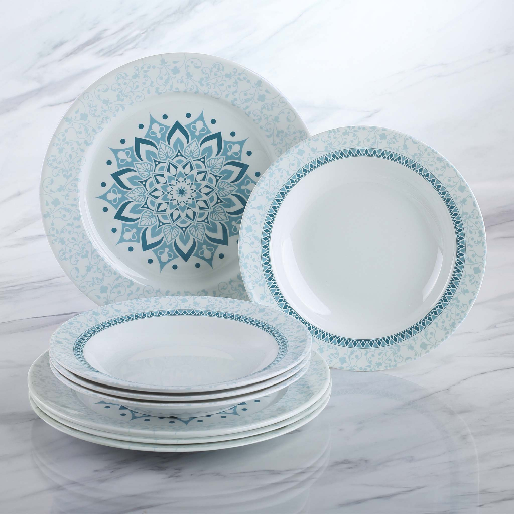 The Plate Story - Raya Collection Plate - Rim Round Noel Blue (Set of 8 ...
