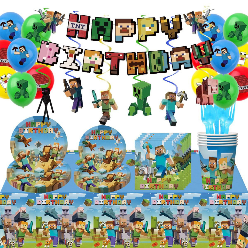 Mindcraft Roblex Theme party decoration happy birthday decoration ...