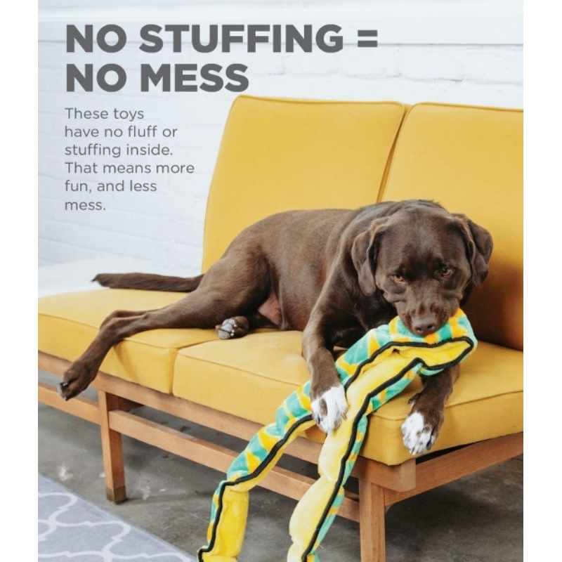 Outward Hound Invincibles Snake Stuffingless Durable Tough Plush Dog