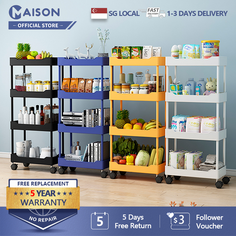 MAISON Storage Cart 3/4 Tier Mobile Storage Shelf with Wheel Kitchen