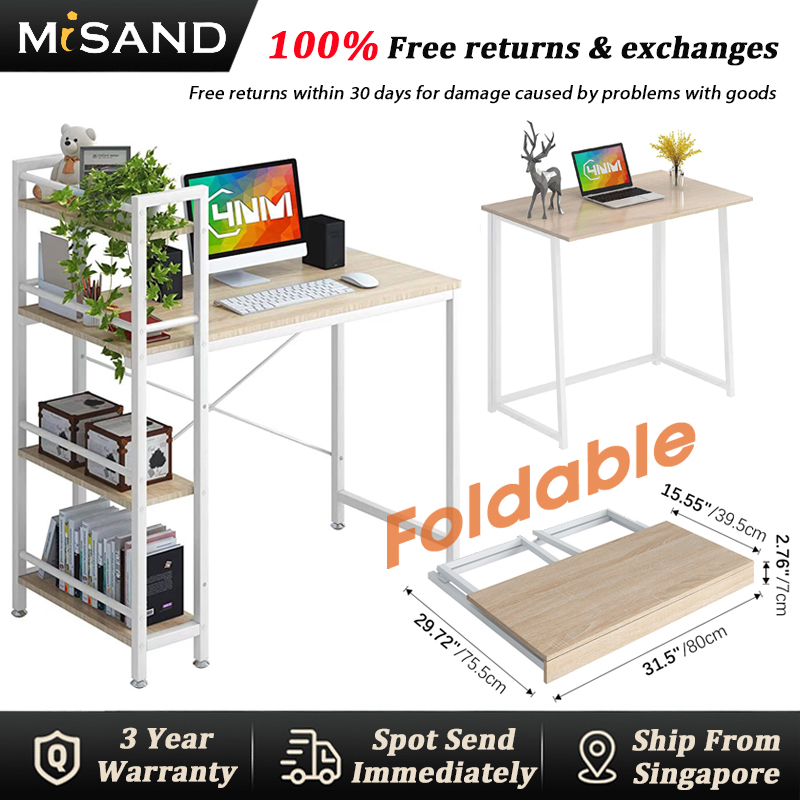 MS Folding Desk Computer Table Simple Assembly Computer Desk Home Office Desk Study Writing Table