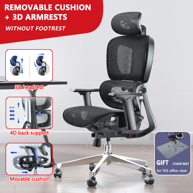 NELSON Ergonomic Office Chair Adjustable back Breathable Mesh Chair Removable cushion Computer Desk Chairwith Dynamic Lumbar Support Height Adjustable