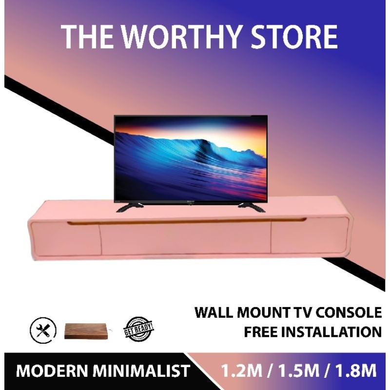 (SG SELLER) TWS Round Edge Wall Mount BTO Safe TV Console with 2