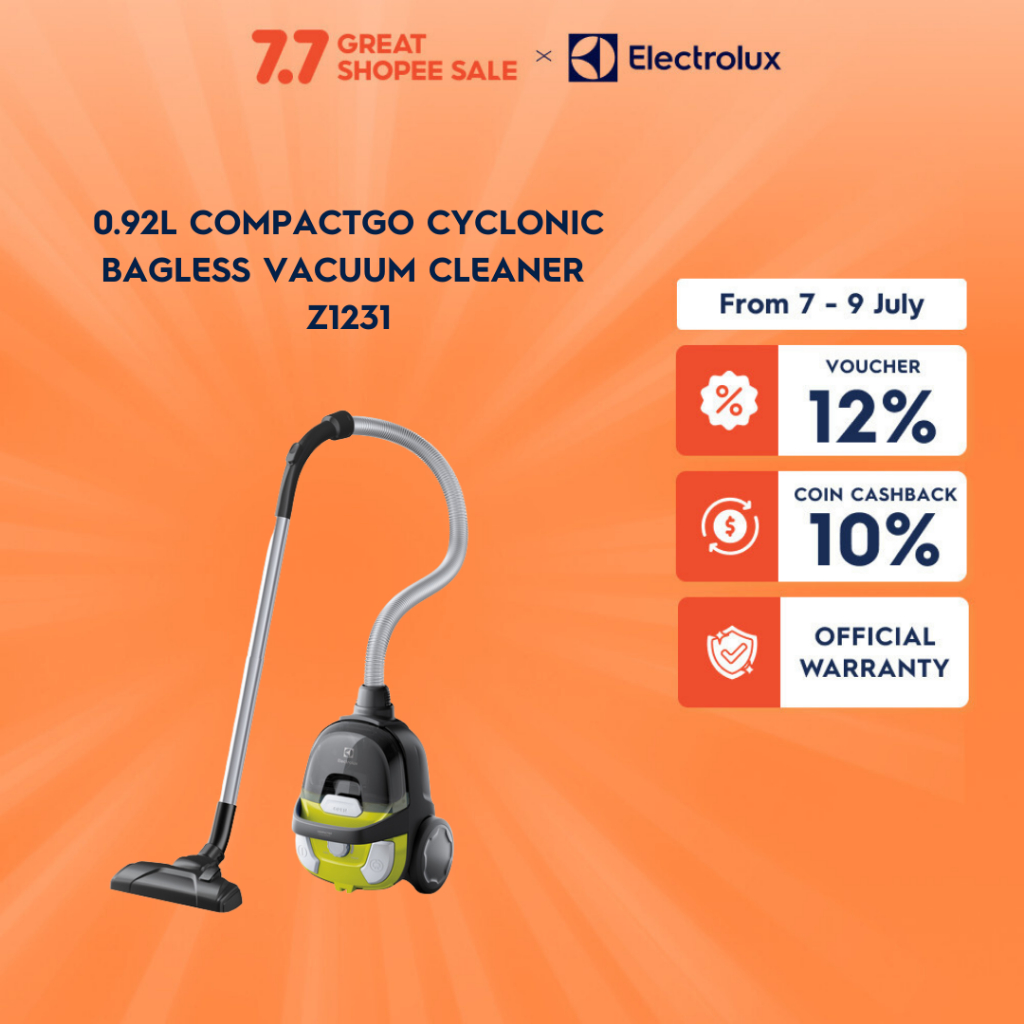 Electrolux Z1231 CompactGo Cyclonic Bagless Vacuum Cleaner with 2