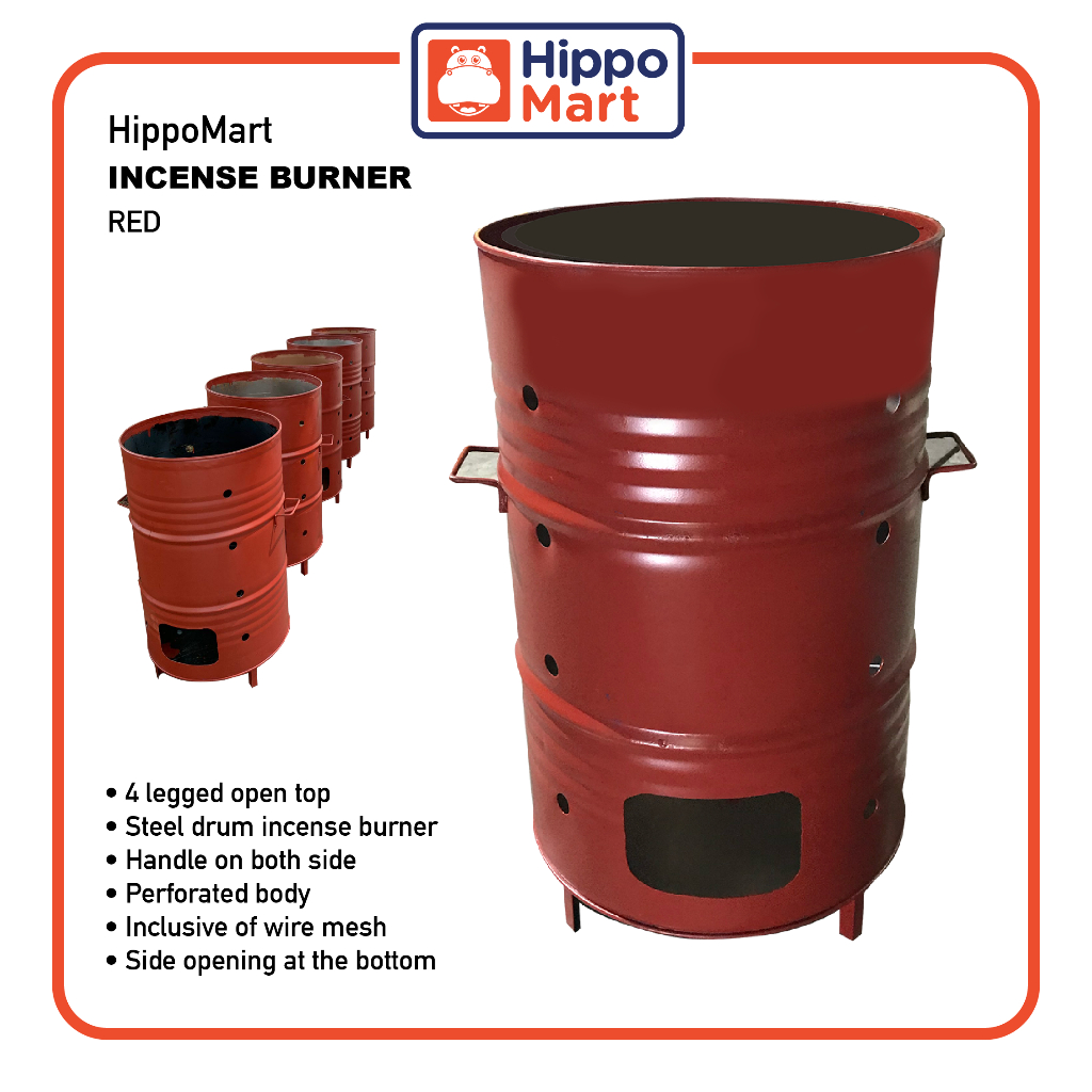 HippoMart Incense Paper Burner, Joss Paper Burner, Red Incense Burner, Steel Incense Burner