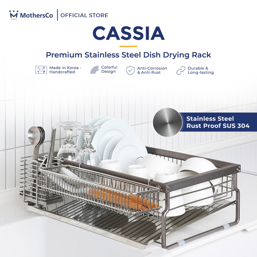 Mothersco Premium CASSIA Stainless Steel Kitchen Rack 1-Tier | Dish ...