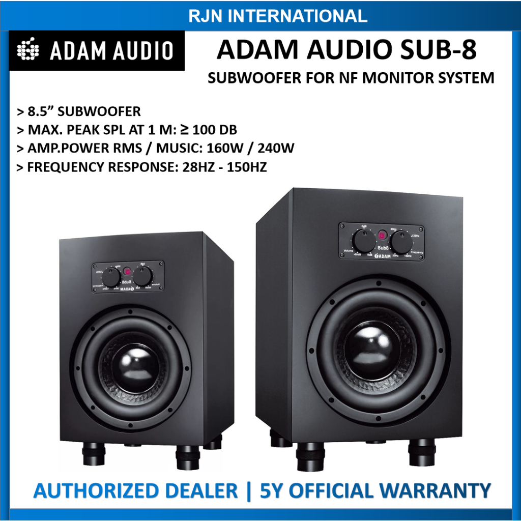 Adam audio Sub8 Active Subwoofer 160 W / 1x8.5" with 5 years official