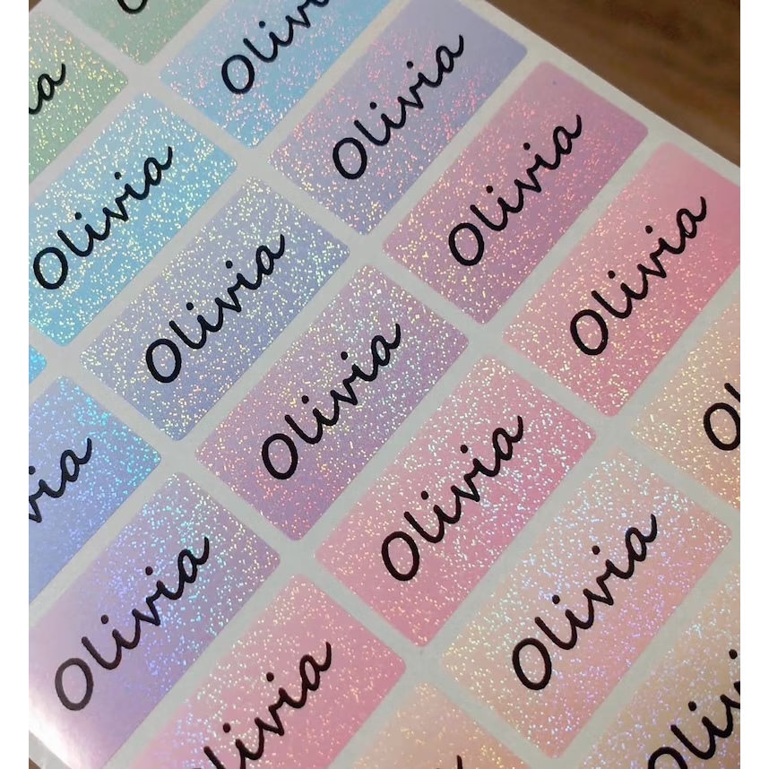 Waterproof Name Labels Name Stickers personalized glitter gradient glitter labels glitter label personalized name tags Shopee Singapore