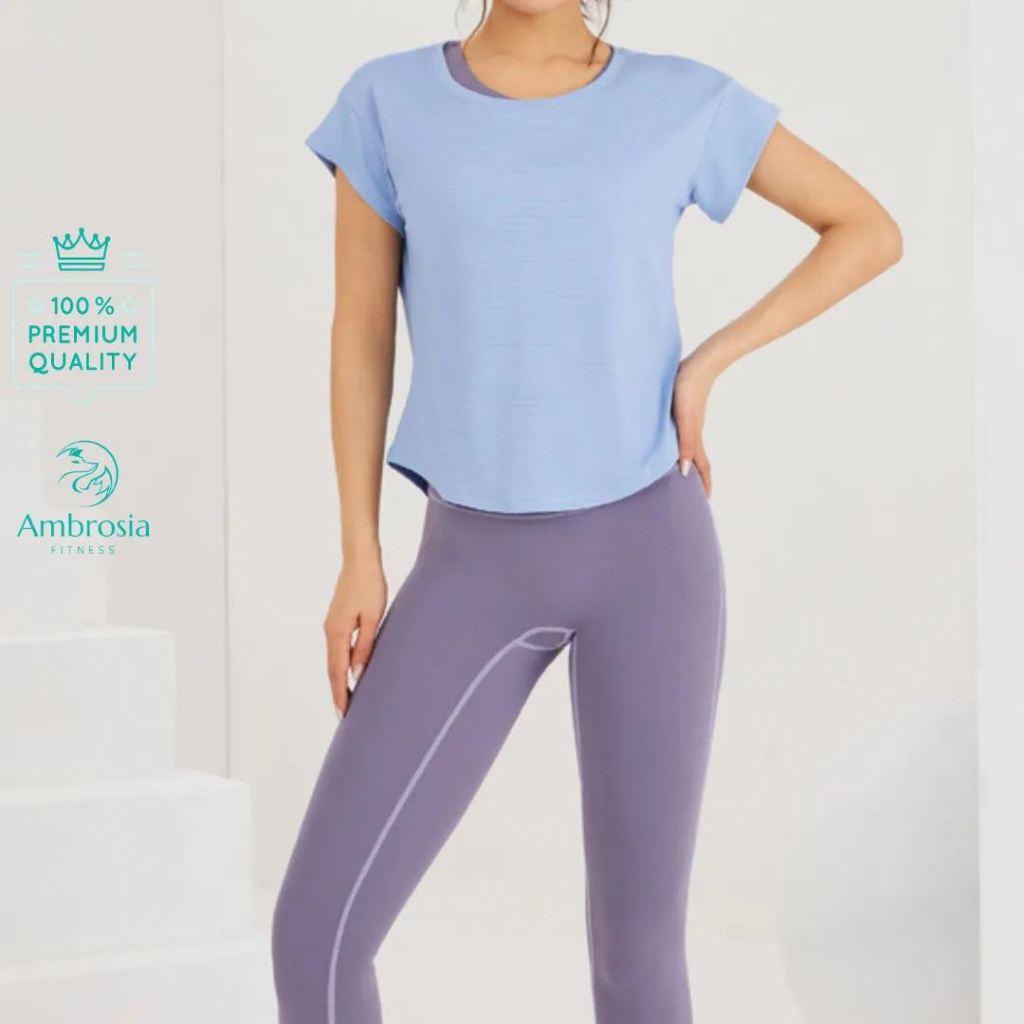 Flow Motion Loose Fit Fitness Top-Azure Blue And Mint Green | Shopee ...