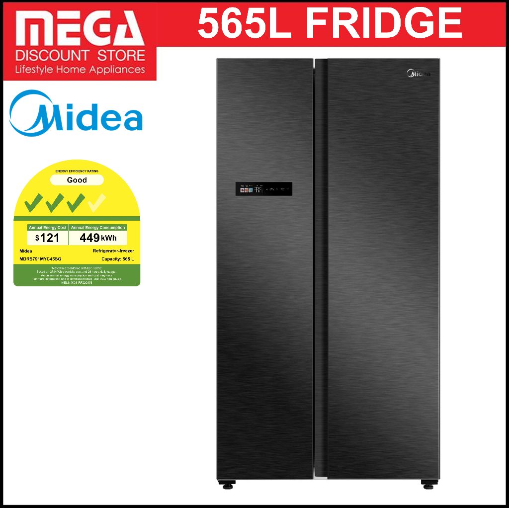 MIDEA MDRS791MYC45SG 565L SIDEBYSIDE FRIDGE (3 TICKS) Shopee Singapore