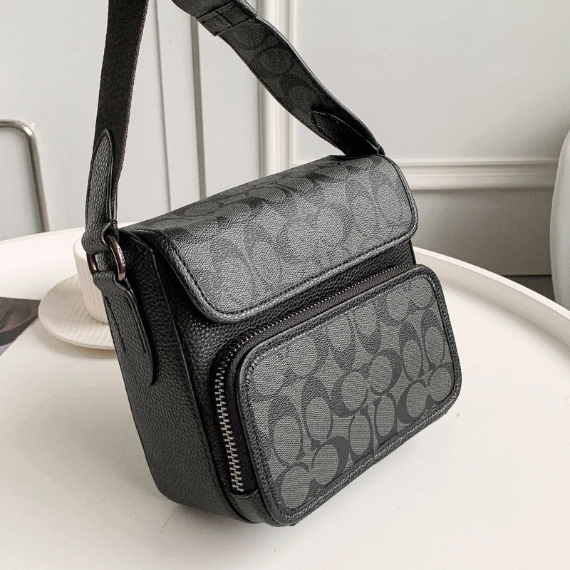 Coach men bag sling camera bag new design classic black grey | Shopee ...