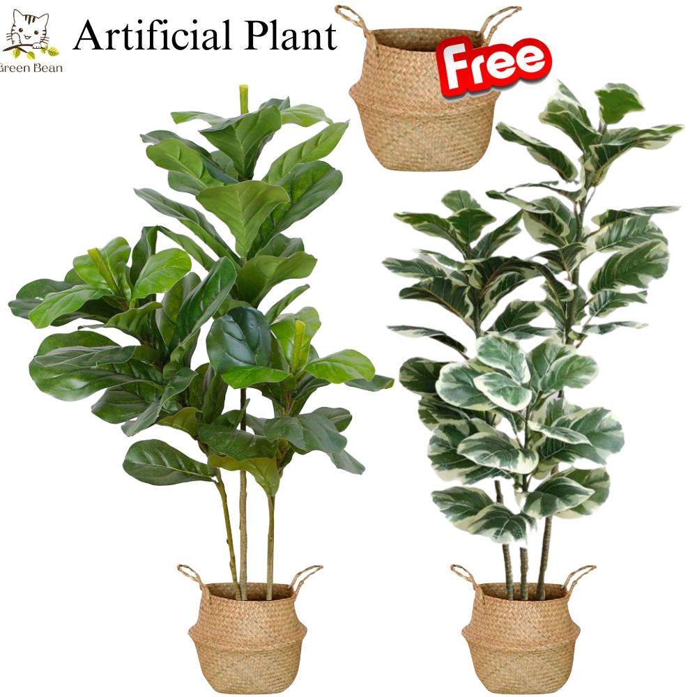 Artificial Plants Artificial Fiddle Leaf Fig Tree With Free Rattan ...