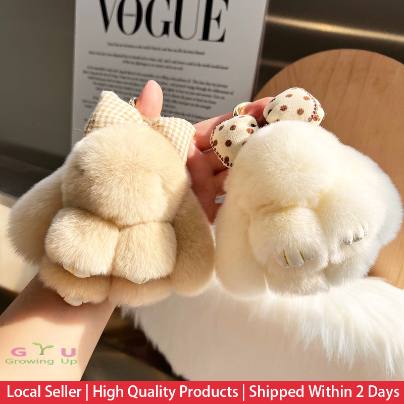 GU [SG STOCK] Jonstew Pendant Rex Rabbit Fur Bunny Genuine Plush Toys ...