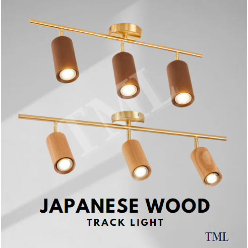 Premium Japanese Wooden Spotlight Track Light Set Wall Light Bedside 7W ...