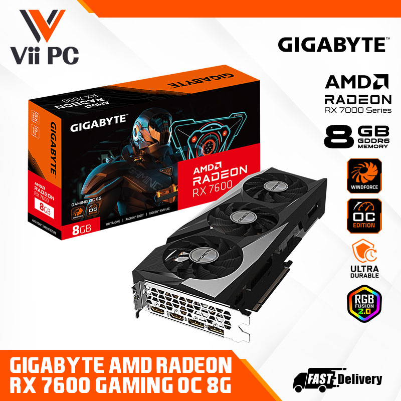 GIGABYTE Radeon RX 7600 RX7600 GAMING OC 8G Graphics Card, 3x WINDFORCE ...
