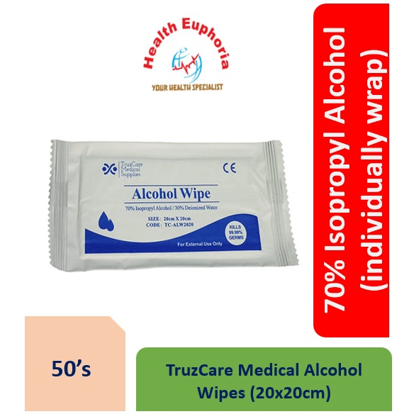 TruzCare Alcohol Wipes (20x20cm) Individually Wrap 50s/pack *Zappy