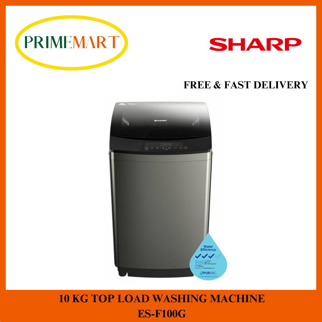 SHARP ES-F100G 10KG TOP LOAD WASHING MACHINE - 2 YEARS SHARP WARRANTY ...