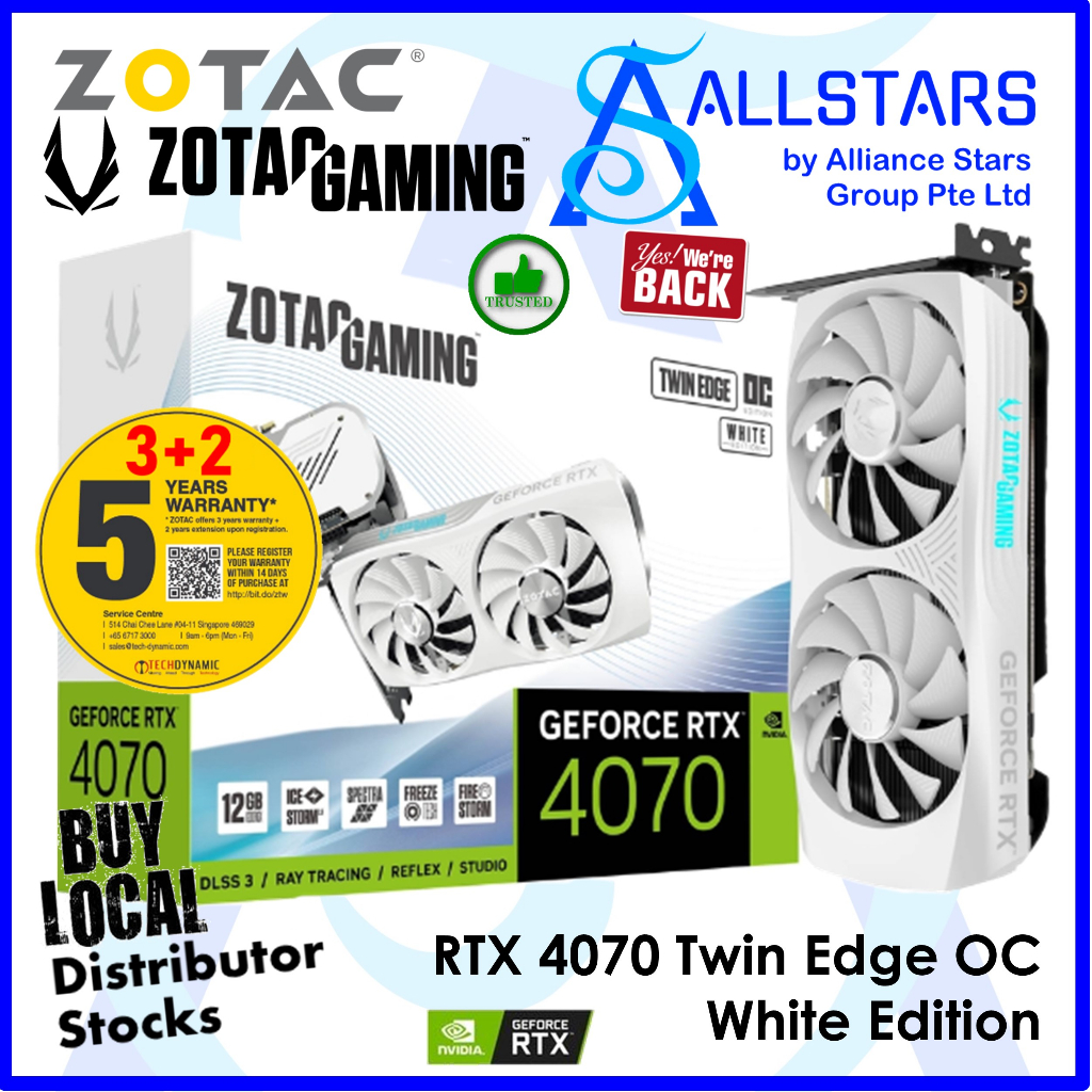 ZOTAC RTX 4070 Twin Edge OC (White Edition) (ZTD40700Q10M) (Warranty