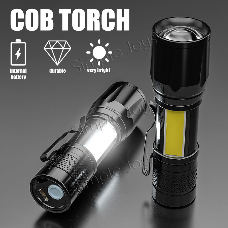 LED COB Torchlight Torch Portable Rechargeable Flashlight Shopee