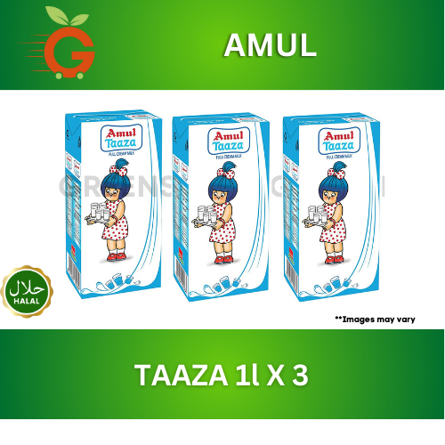 [Greenshinesg] Amul Taaza Full Cream Milk 1 Lts 1 x 3 1 x 6 1 x
