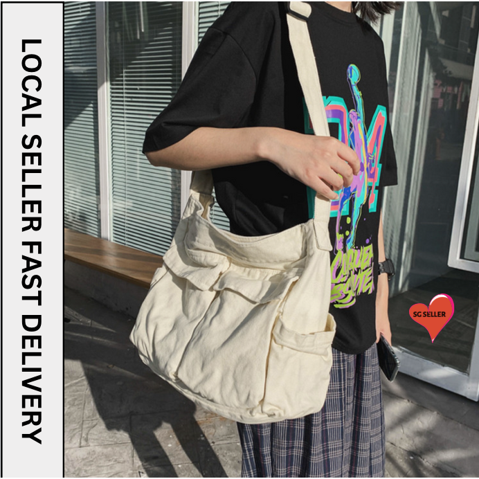 Latest 2023 Design Canvas Bag for Ladies & Guys with Zipper Closure Shoulder and Crossbody Bag Korean New Fashion