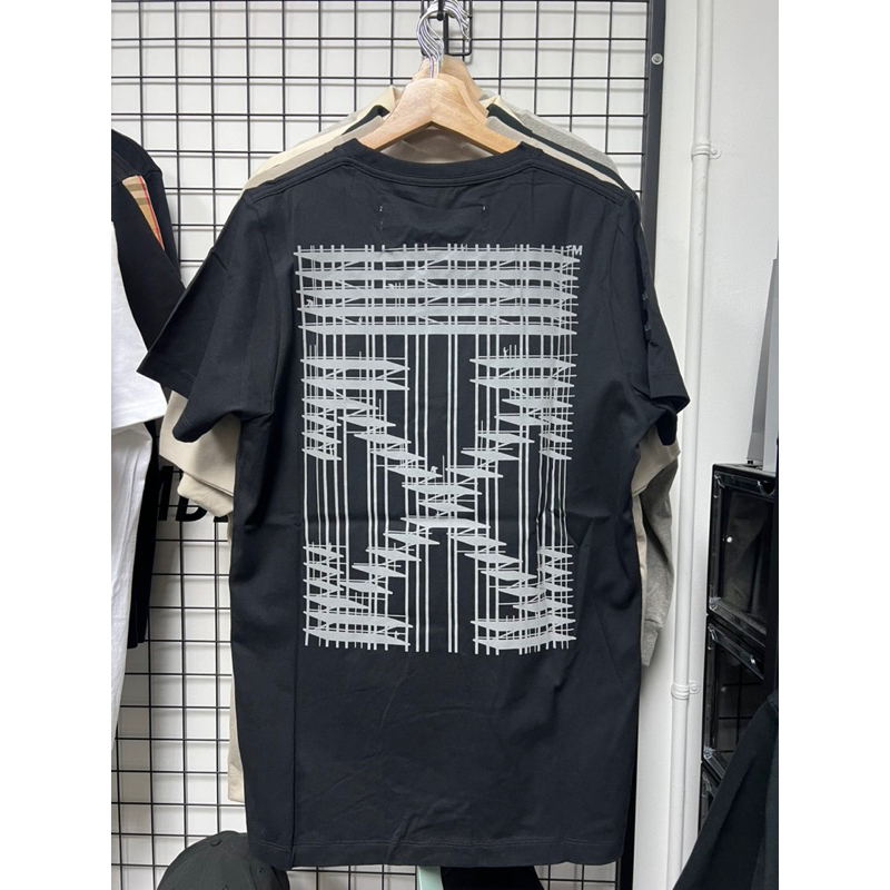 JSHOPSPREE Off White Industrial 3M Reflective S S Slim Tee Black