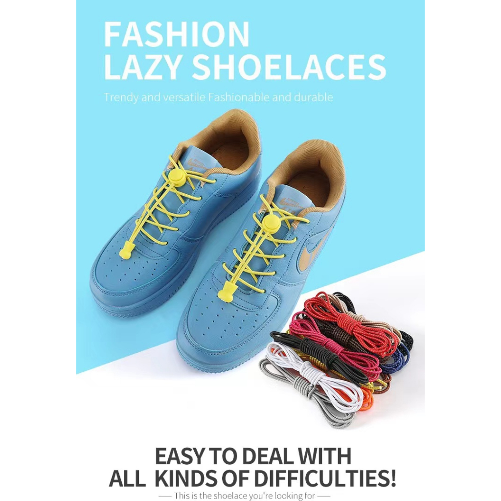 No Tie Shoelace Elastic Spring Lock Button Shoe Lace Cut To Fit Shoe Lace Tangle free Shoelaces Shopee Singapore