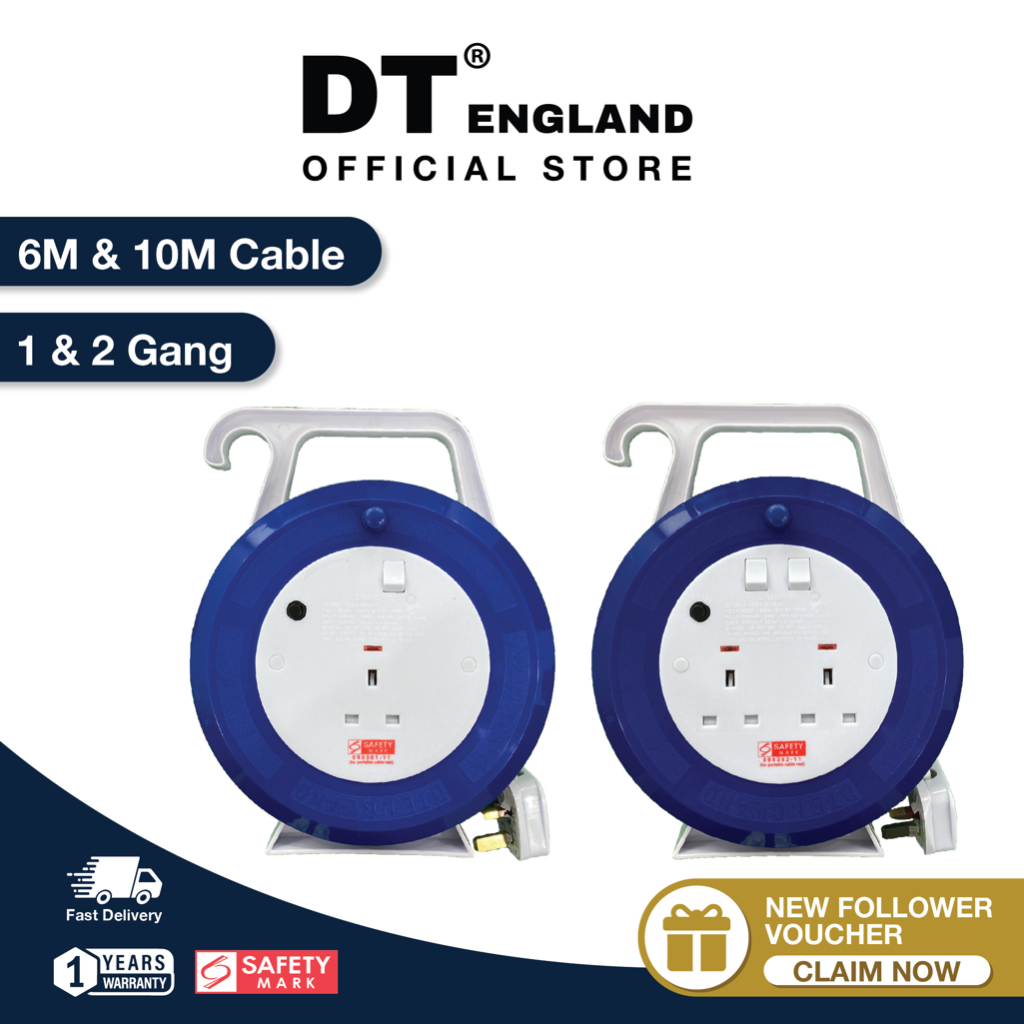DT England Portable Extension Cable Reel 1/2 Way 6M & 10M [DT9800] / LOCAL SELLER [FAST SHIP