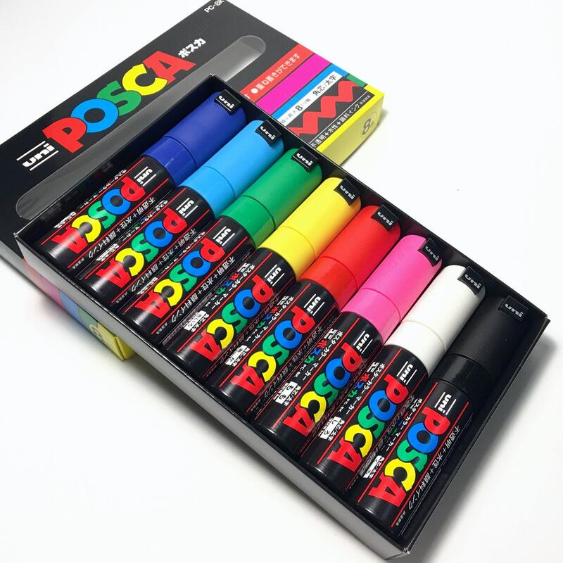 Mitsubishi Uni Posca BOLD 8mm Point PC8K8C Pen Color Markers Set (8