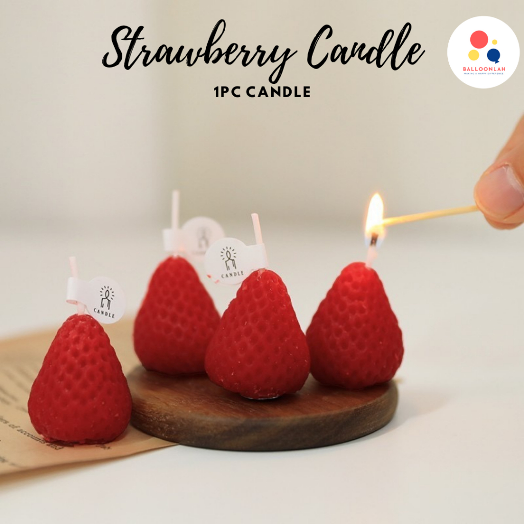 Strawberry Candle Birthday Candles Cute [READY STOCK IN SG] | Shopee ...