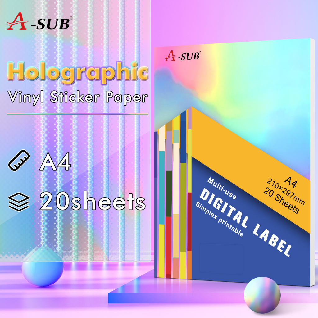 【Holographic Sticker】Sticker Label For Inkjet Printer A4 20pcs Hologram