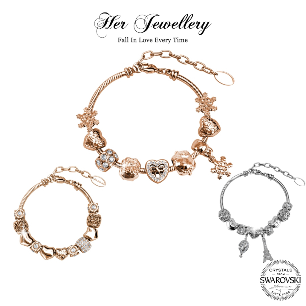Swarovski Crystals [30 Designs] Premium Charm Bracelet Collection - by Her Jewellery