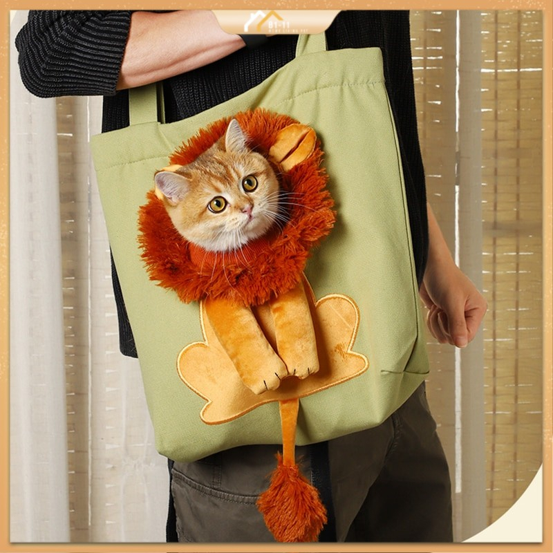 Canvas Cat Carrier Shoulder Bag Pets dog Bag Cute LionShaped Carrier