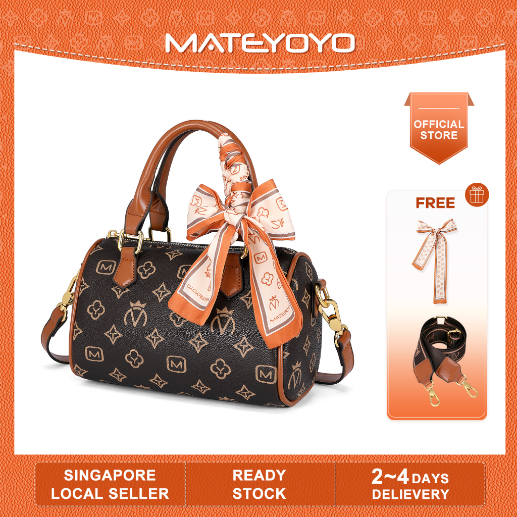 MATEYOYO Women Bucket Bag Retro Handbags Monogram Contrast Color PU Leather Polyester Fibre Designer Bags