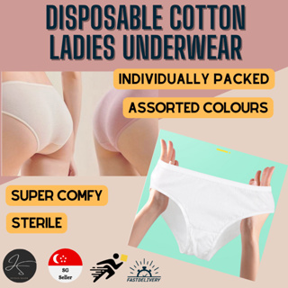 SG] 10pcs Disposable Underwear Individually Packed 100% Cotton Sterile Travel  Panties For Women