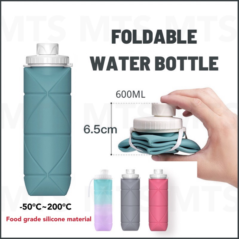 【sg Instock】600ml Silicone Foldable Water Bottle Mini Portable Outdoor 