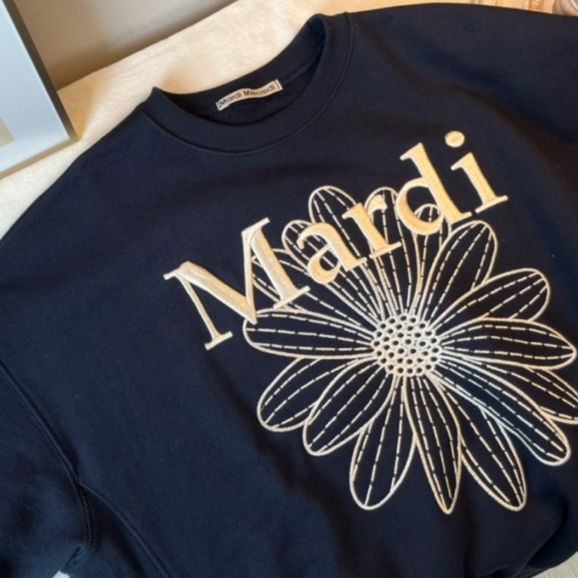 MARDI MERCREDI Sweatshirt Flowermardi Needlework - Navy Cream