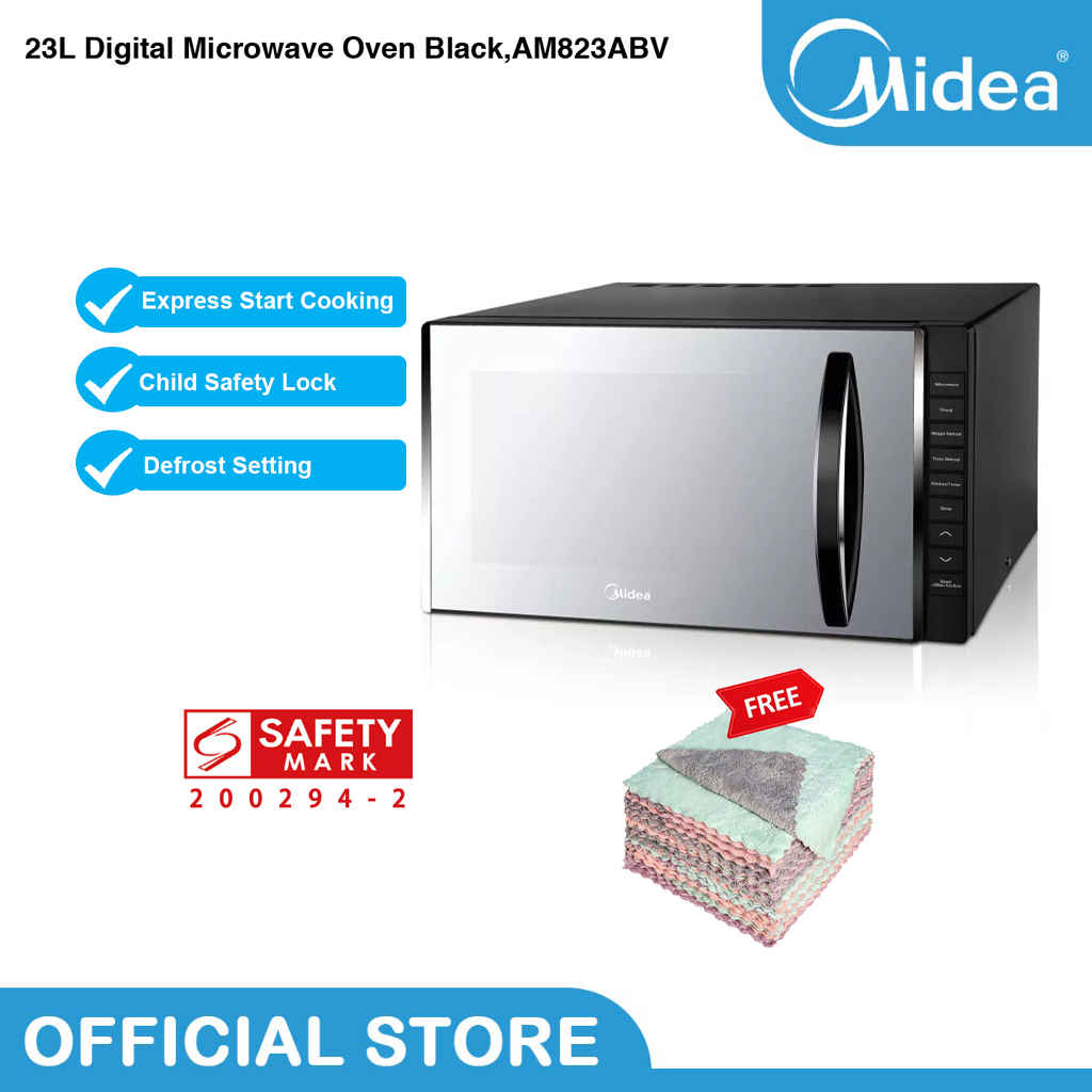 Midea 23L Digital Microwave Oven Black, AM823ABV, 5 Power Levels