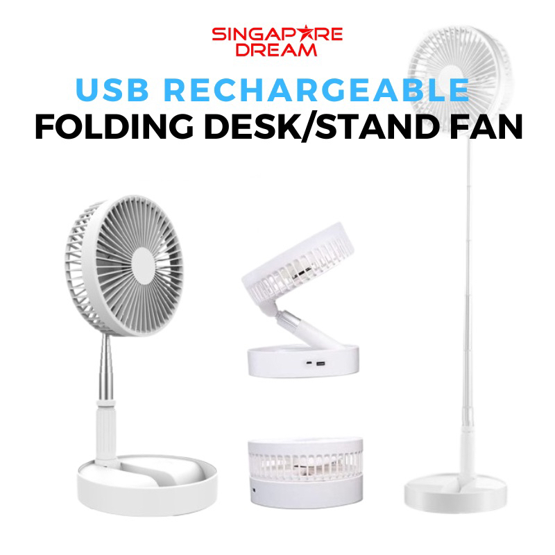 Portable Folding Fan Foldable Height Adjustable Tripod 7200mah Mini Usb