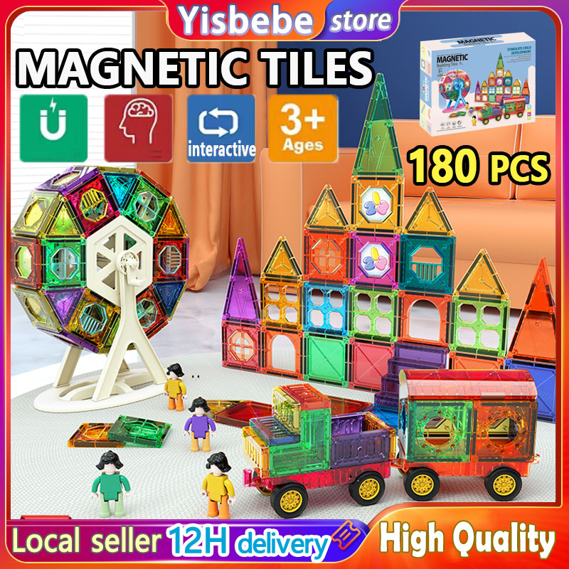 ?180PCS?  3D Window Magnetic Building Blocks Extra Powerful Strong Magnet Tiles Toy Set Educational Magnet Toys