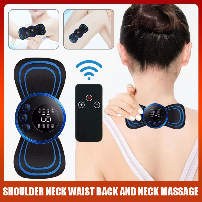 LCD Display EMS Neck Massager Stretcher Remote Electric Massage 8 Mode ...