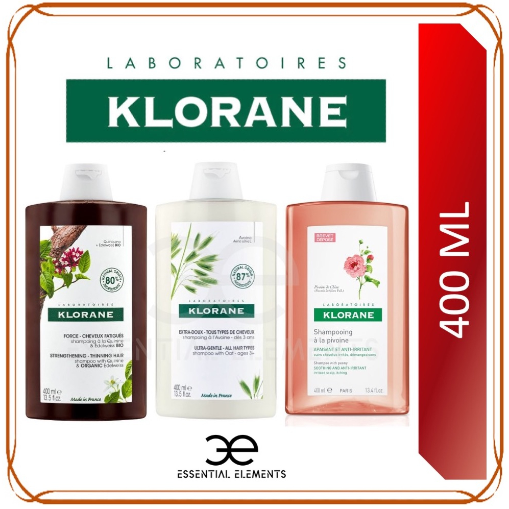 KLORANE Shampoo 400ml Quinine/Peony/Oat Milk ANTIHAIR LOSS/Sensitive