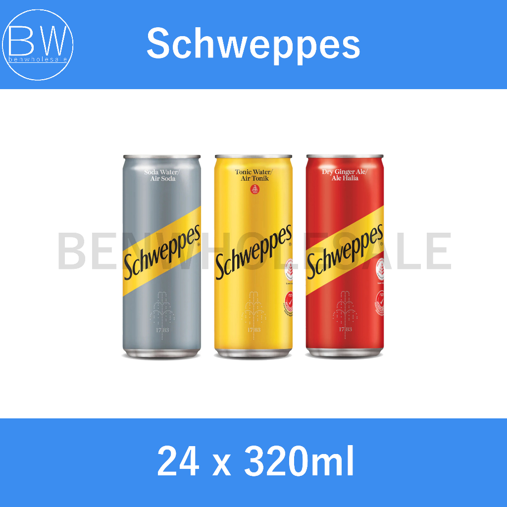 Schweppes Soda Water / Tonic Water / Ginger Ale Can (24 X 320ml ...