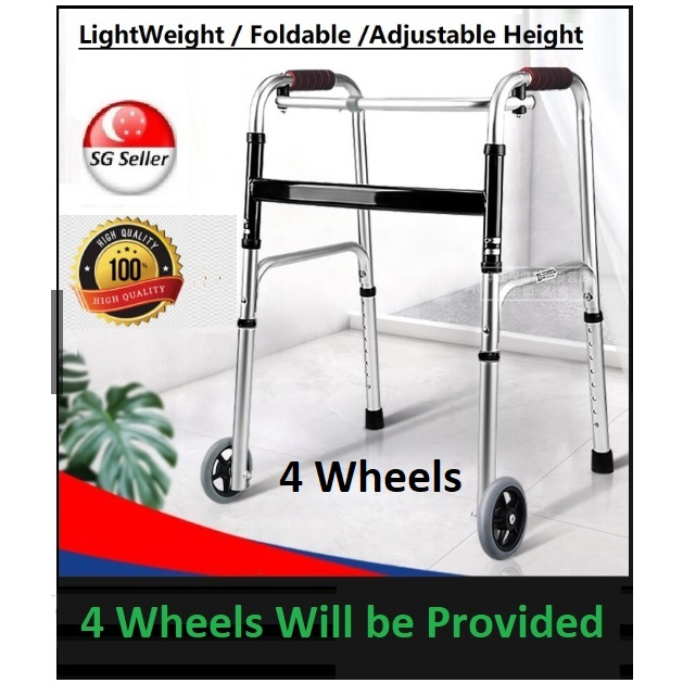 SG Seller [With 4 Wheels Provided] Foldable Walking Frame With 4 ...