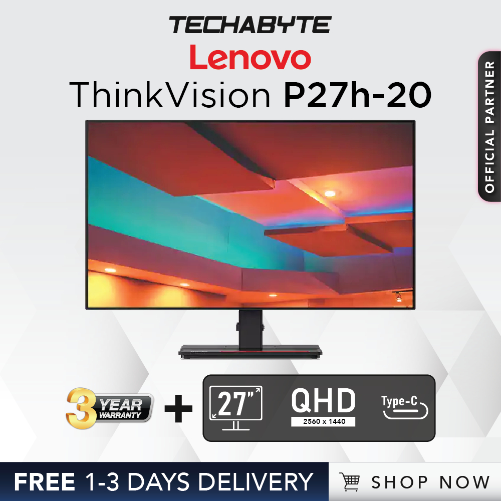 Lenovo ThinkVision P27h20 27" WQHD AG 4sided Borderless Monitor