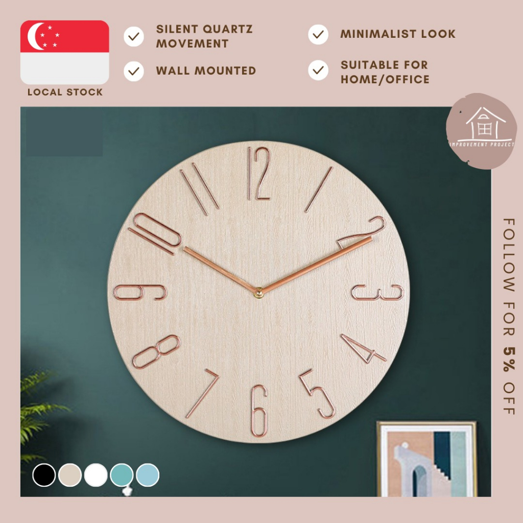 [SG STOCKS] Aesthetic Modern Minimalistic Wall Mounted Clock / Silent ...
