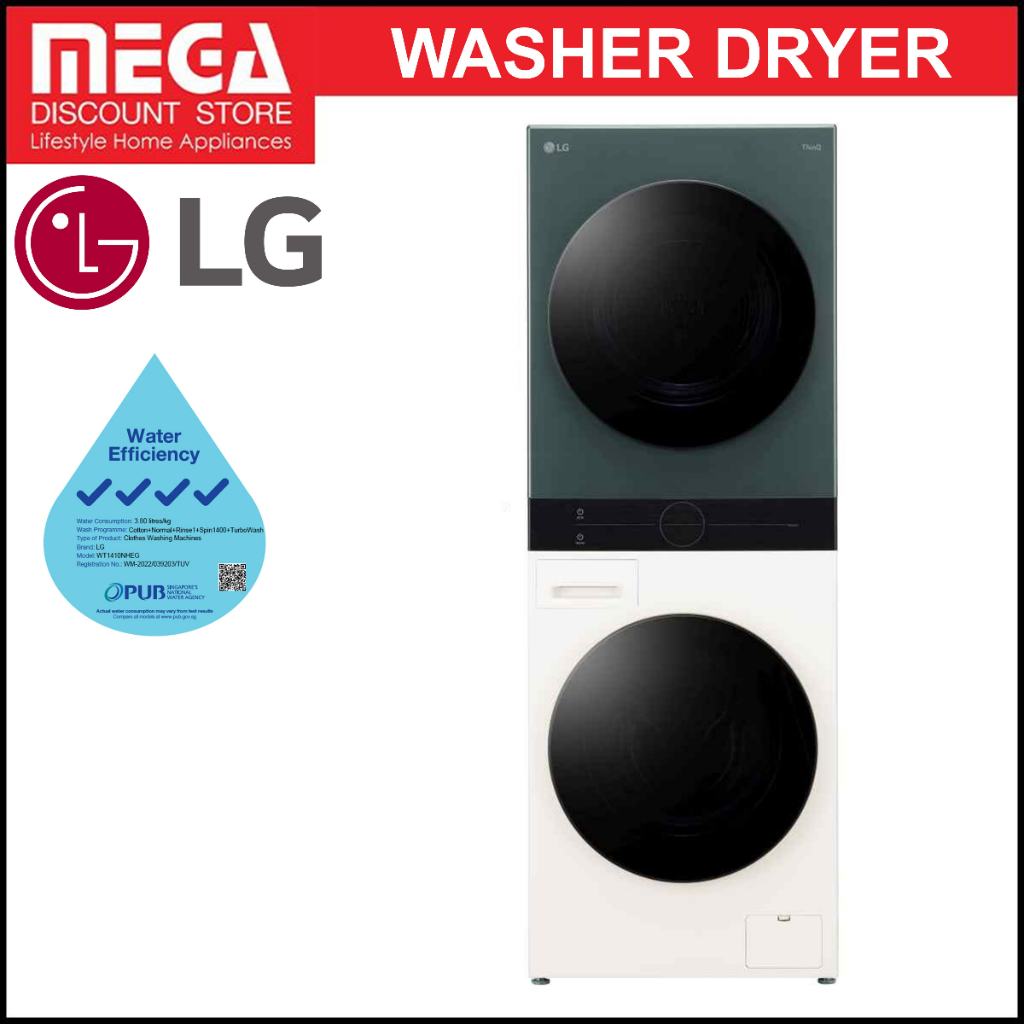 LG WT1410NHEG 14/10KG WASHTOWER WASHER DRYER WITH FREE 100 VOUCHER BY