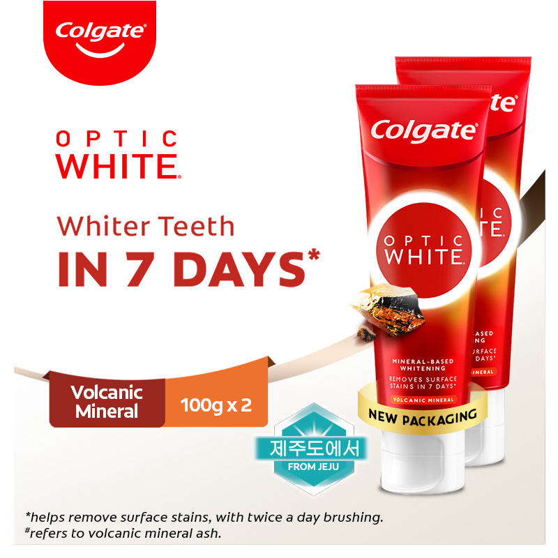 Colgate Optic White Volcanic Minerals Whitening Toothpaste 100g x 2