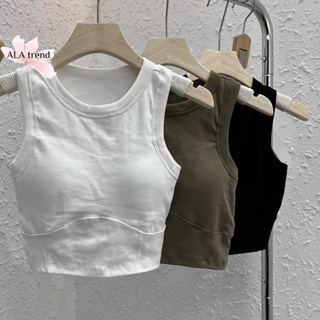 Y2K Sleeveless Bra Pad Crop Top  Top outfits, Cropped tank top